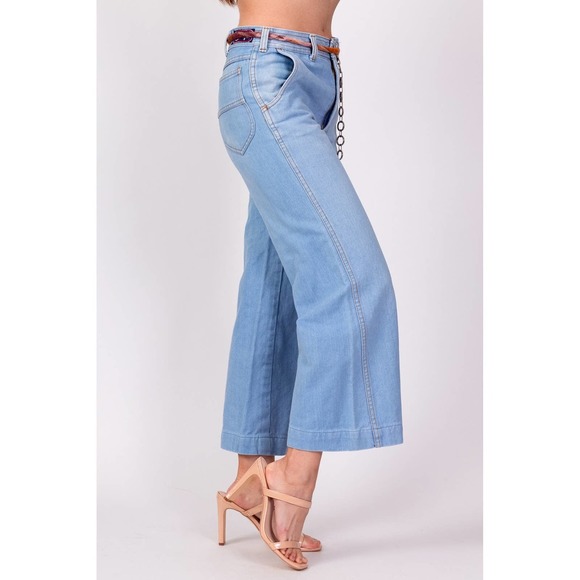 70s Gap Light Wash Flared Jeans - Petite Extra Small | Vintage High Waisted - Picture 3 of 8